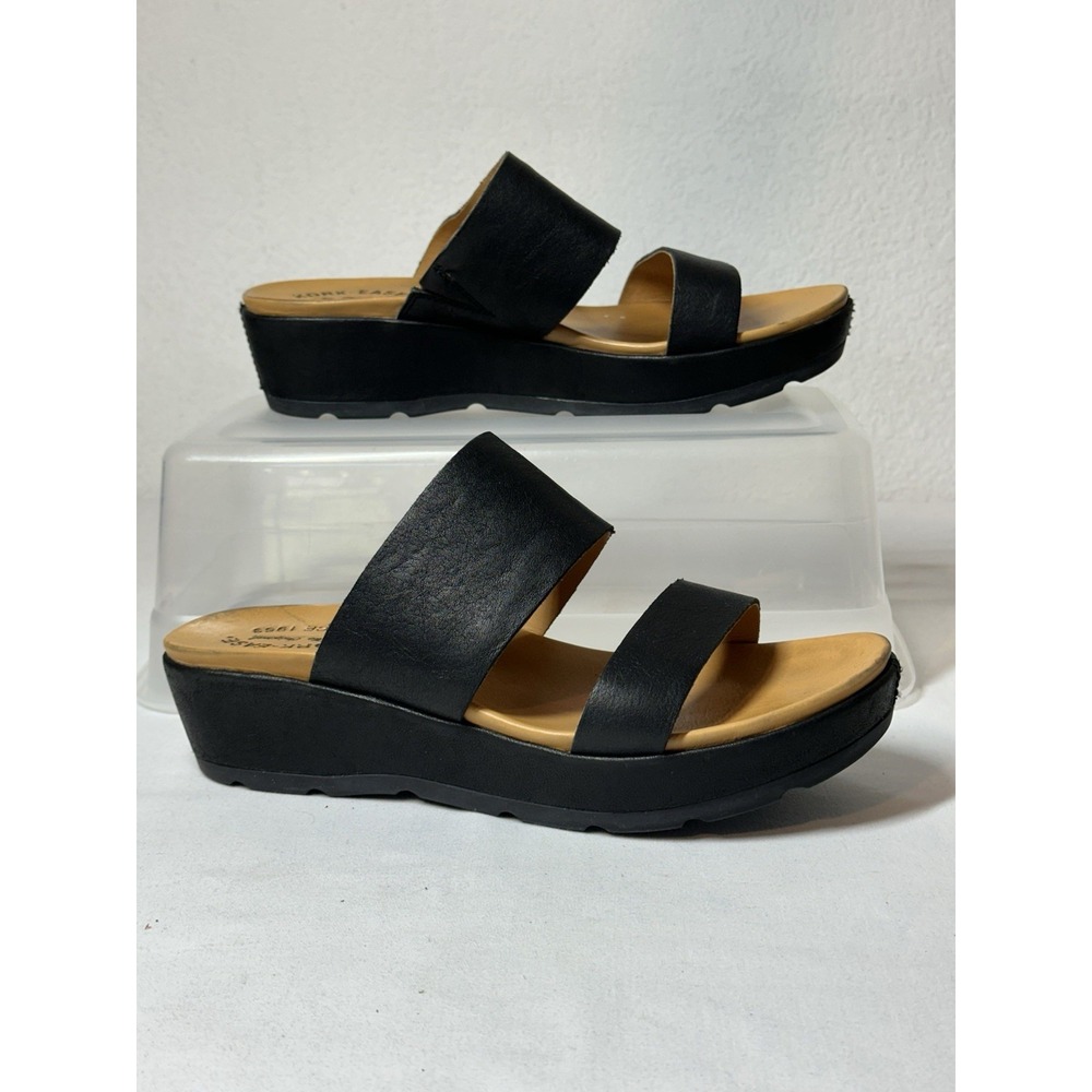 Black Two-Strap Slide Sandals - Women